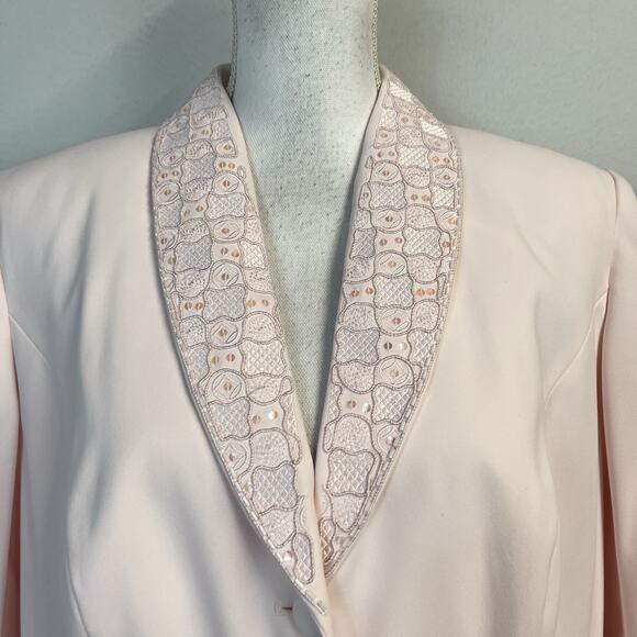 John Meyer Blazer Jacket Plus size 14W Pink Embroidery Sequins Wedding Evening - Picture 3 of 12